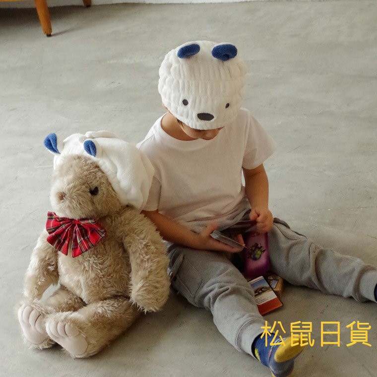 ♡松鼠日貨♡現貨！日本帶回 正版 Carari 兒童 吸水 髮巾 毛巾帽 白熊
