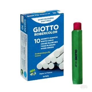 【義大利 GIOTTO】無毒環保粉筆(白色10入)+粉筆護套(1入，顏色隨機出貨)