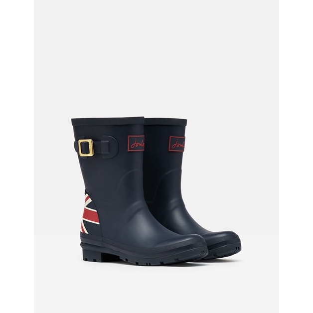 Miolla 英國品牌Joules 深藍底英國國旗中筒雨鞋/雨靴