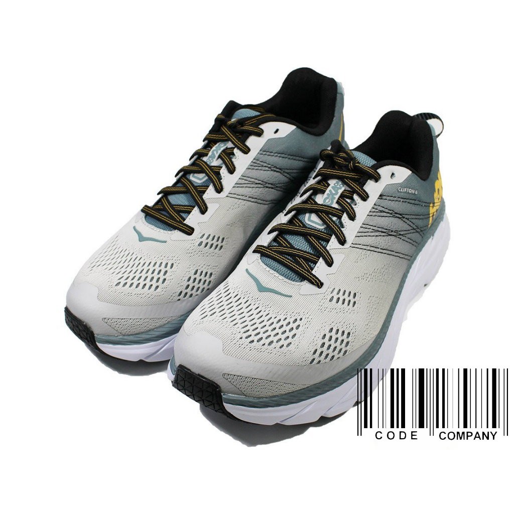 =CodE= HOKA ONE ONE CLIFTON 6 漸層網布慢跑鞋(灰藍黑黃) 1102876LLRC 路跑 男