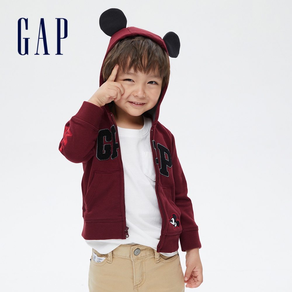 Gap 嬰兒裝 Gap x Disney迪士尼聯名 Logo連帽外套-深紅色(729933)