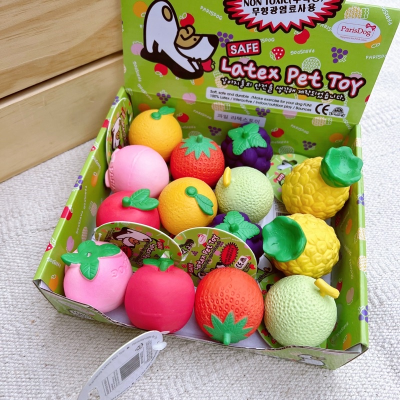 🤍現貨-🇰🇷水果乳膠啾啾球 乳膠玩具 寵物玩具球 狗玩具 寵物玩具
