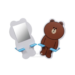 正版授權 LINE FRIEND 熊大 木製小化妝鏡 立鏡 桌鏡 鏡子