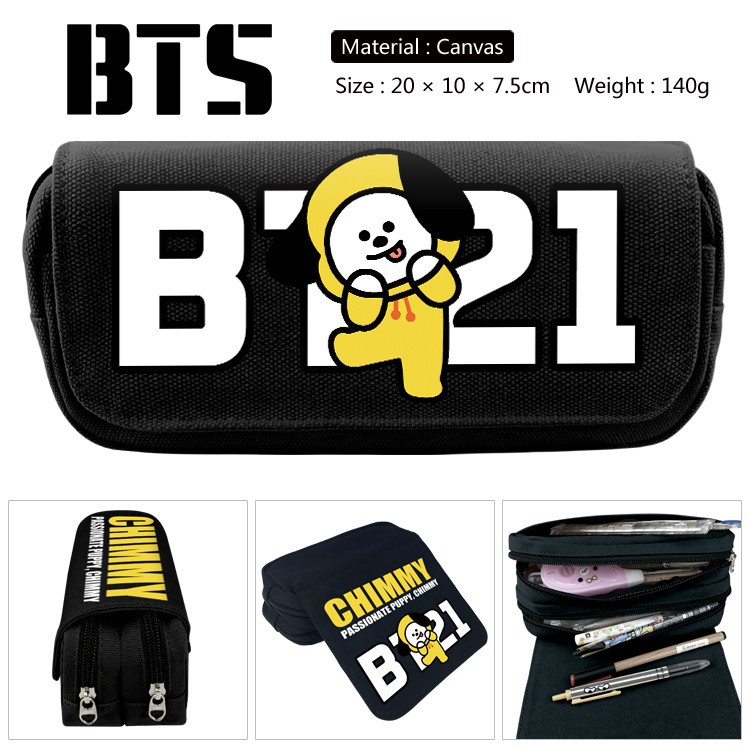 學生大容量筆袋防彈少年團bts Bt21 Chimmy 動漫週邊文具盒新款文具鉛筆盒化妝包學習用品 蝦皮購物