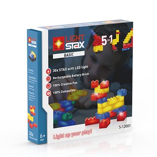 【諸羅童樂園】亮亮積木LIGHT STAX -小狗五合一積木-小顆粒-30pcs正版公司貨-會發光的LED積木