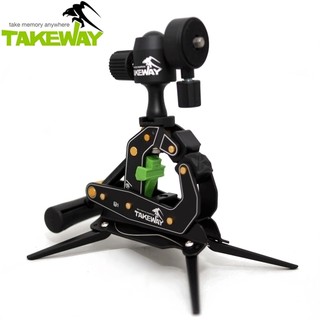 我愛買】台灣TAKEWAY鉗式腳架T1+卡鉗腳架G1相機座手機座雲台plus萬能夾萬用夾迷你小腳架自拍鉗四腳架