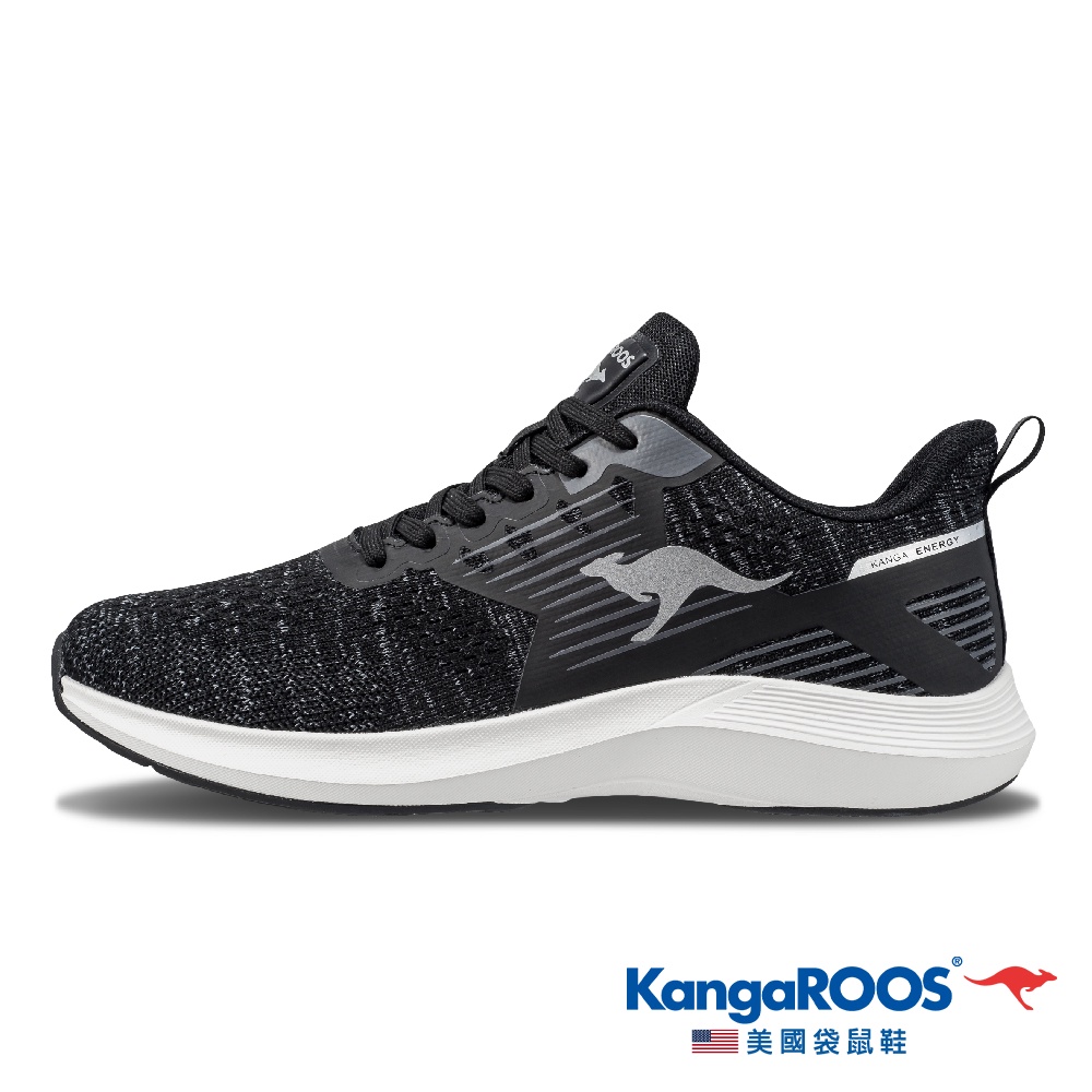 【KangaROOS 美國袋鼠鞋】男 RUN SPEED 透氣吸濕 輕量緩震 慢跑鞋 (黑/白-KM21410)