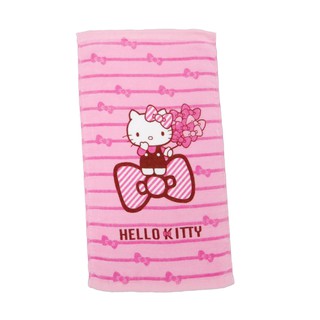 【Sanrio三麗鷗】凱蒂貓斜紋蝴蝶結童巾 100%棉 28x54cm