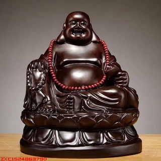 星期八黑檀木雕大肚彌勒佛像實木客廳家用招財工藝禮品大號坐蓮笑佛擺件