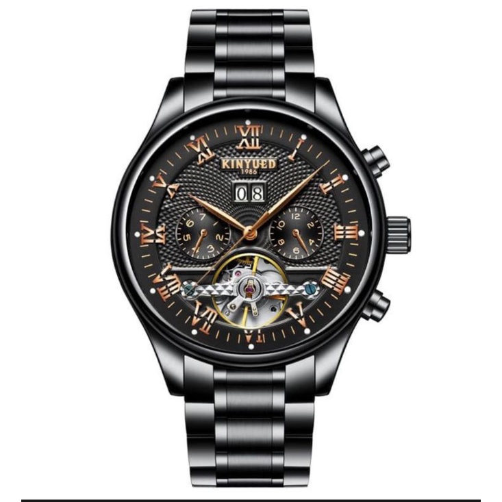KINYUED 防水黑陀飛輪自動機械錶 男錶 J012-4 男士手錶 專櫃錶 多功能手錶 機械錶