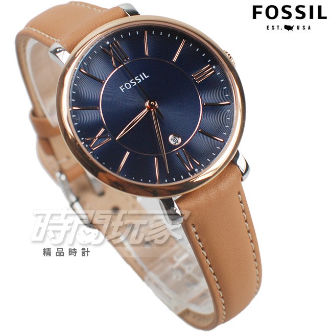 FOSSIL Jacqueline 超質感 羅馬佳人時尚女錶 玫瑰金框x卡其色 防水錶 ES4274【時間玩家】