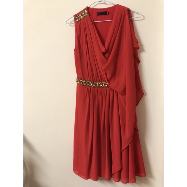 🉐️特價🉐️設計師品牌黃淑琦235紅色黃鑽小禮服洋裝S