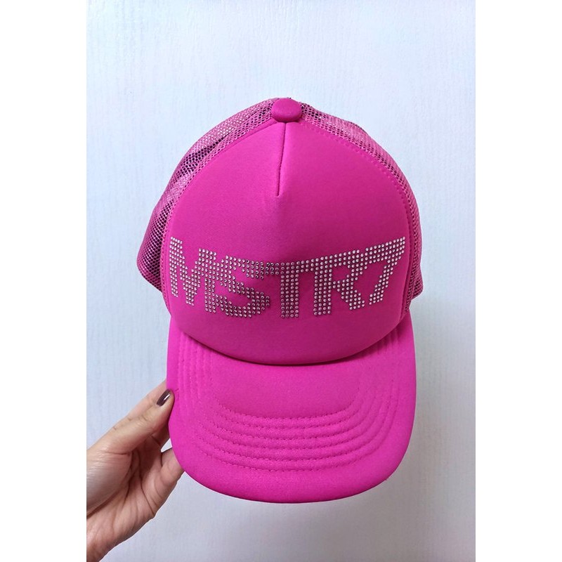 MSTR7 粉紅色/桃紅色/粉色 亮片貼鑽 網帽 鴨舌帽 棒球帽 潮帽 帽子