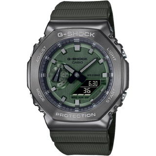 CASIO卡西歐 G-SHOCK GM-2100B-3A 農家橡樹金屬錶殼雙顯示腕錶 / 綠 44.4mm