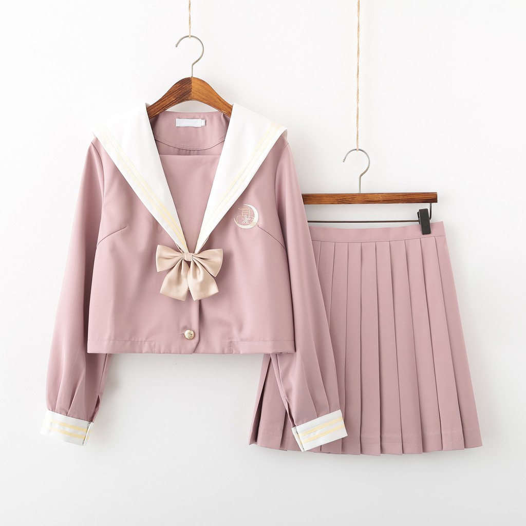 魚小姐的店 朧月鄉二本正統jk制服藕粉撞色刺繡水手服日系學院風軟妹裝jc 0011 蝦皮購物