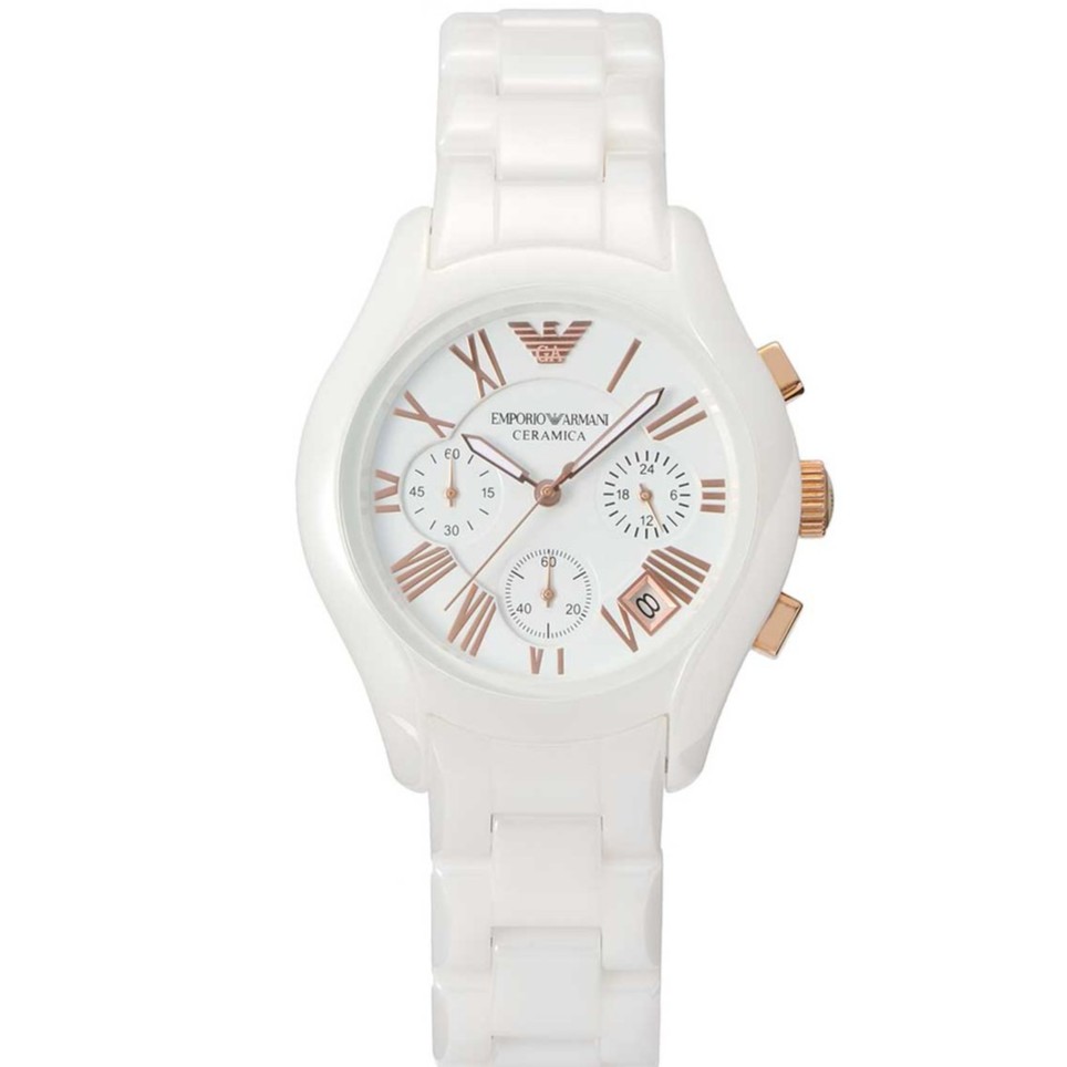 Emporio Armani Ga 白陶瓷三眼計時女錶ar1417 Watch Un 蝦皮購物