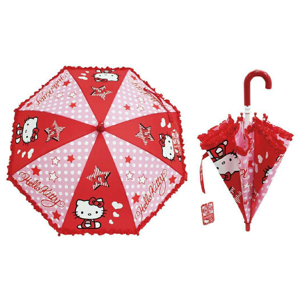 卡漫城 - Hello Kitty 童傘 蕾絲緞帶 點點 小 ㊣版 兒童 雨傘 安全開傘設計 幼兒 三麗鷗 凱蒂貓 雨具