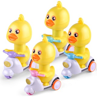 按壓式小黃鴨玩具 I 抖音玩具 現貨 寶寶玩具 迴力慣性小車 摩托車 機車 按壓 鴨子