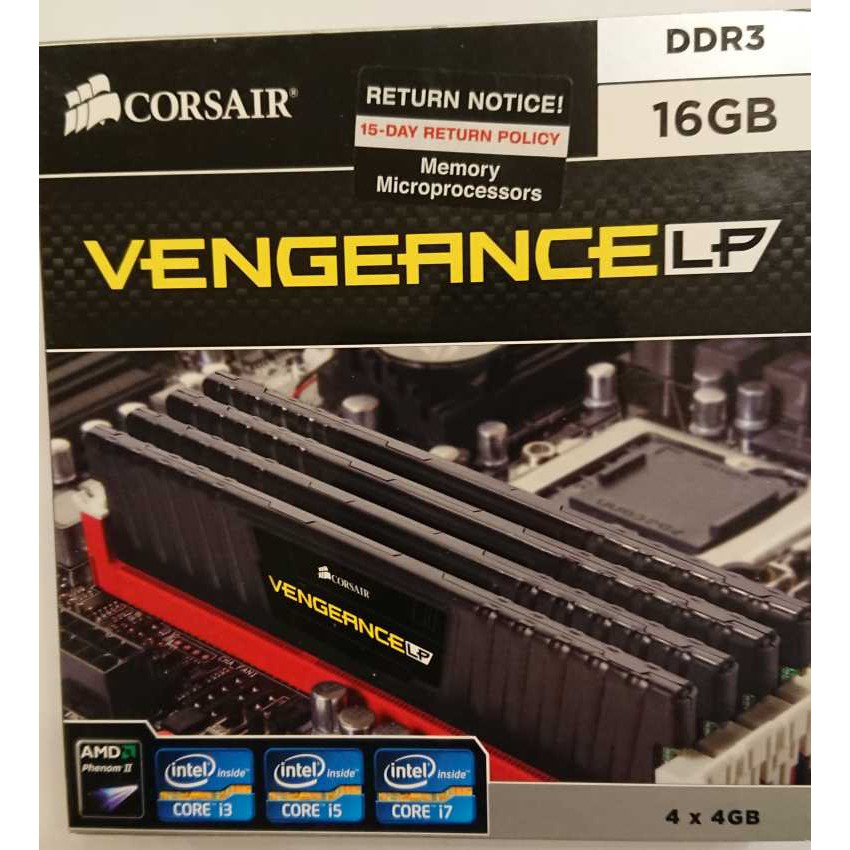 全新海盜船Corsair Vengeance LP薄型終保雙通道DDR3-1600 16G(4G*4)記憶體