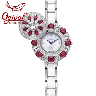 Ogival 瑞士愛其華 雪中紅天然寶石珠寶錶-雙色版 380-288DLW /30mm