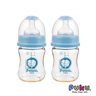 【出清特賣】PUKU 藍色企鵝 PES寬口葫蘆奶瓶 2入 送奶嘴2顆