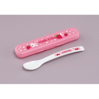 Hello Kitty 粉紅 草莓 嬰幼兒 湯匙(附盒子) 餐具 日本製 正版授權J00012452