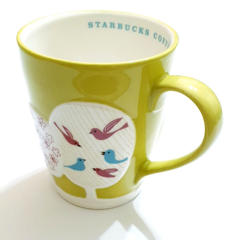 STARBUCKS 星巴克馬克杯（樹、花、鳥圖案）