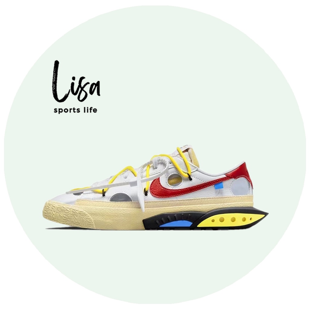 Lisa 現貨免運Off-white X Nike blazer Low 77解構 黑綠 白紅 綁帶DH7863-100 #10