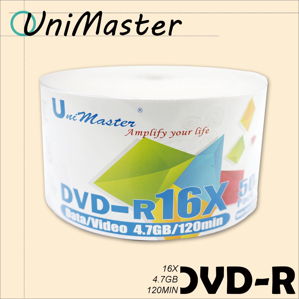 UniMaster DVD-R 4.7GB 16X Printable 可列印燒錄空白光碟 空白光碟 燒錄片 光碟片