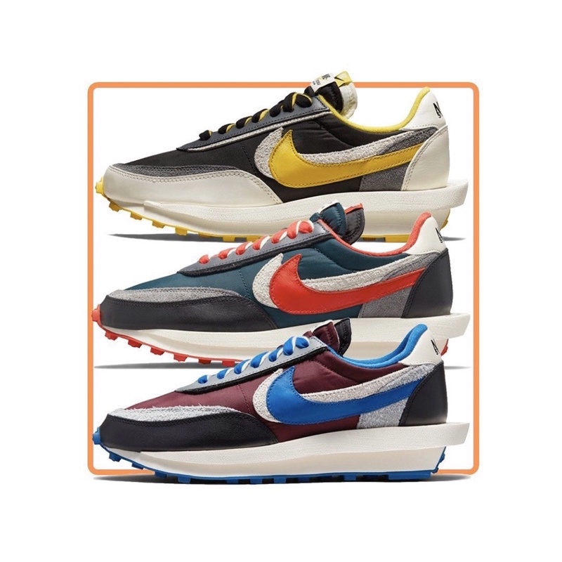 全新UNDERCOVER X SACAI X NIKE LDWAFFLE 黑白黃 黑紅 黑藍 三方聯名