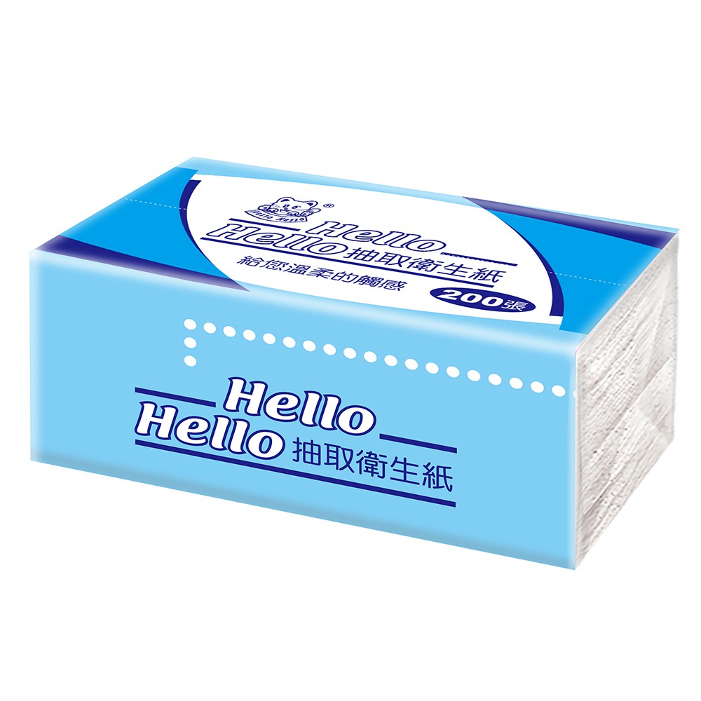 通過CNS標準 Hello藍色環保抽取式衛生紙100抽x8包x6袋(200張48包)