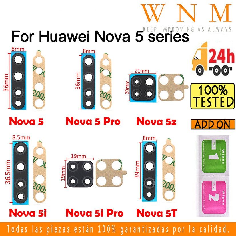 適用於華為 Nova 5 i Pro 後置攝像頭鏡頭玻璃蓋帶粘合劑更換,適用於 Nova 5 i T Z Pro
