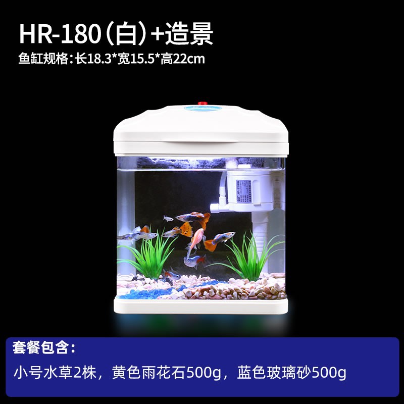 森森迷你魚缸小魚缸小型桌面水族箱金魚缸玻璃生免換水家用缸魚缸 可發貨到付款 蝦皮購物