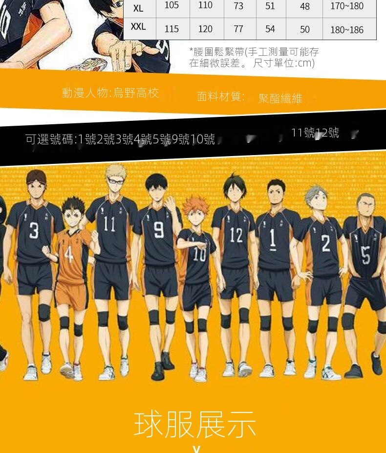 現貨烏野高校排球隊服部排球少年日向翔陽cos服裝cosplay球衣上衣t恤 褲子運動褲運動套裝 蝦皮購物