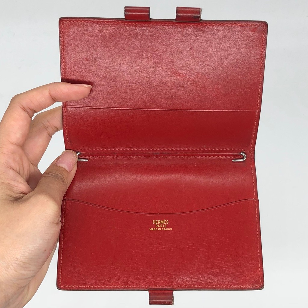 HERMES 愛馬仕 筆記本 筆記本套 皮套 護照套 萬用夾 紅色 正品