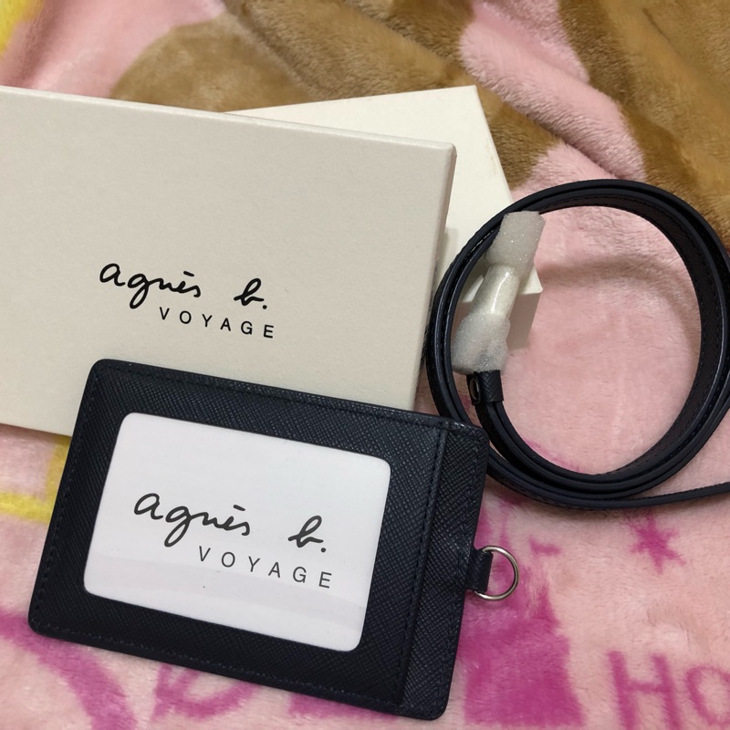 Agnes b VOYAGE 系列 2019 金屬logo防刮牛皮證件吊牌 證件套 深藍
