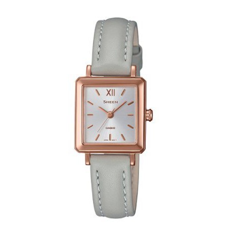 【無限精品 REMIX】CASIO SHEEN系列 方形三針顯示奢華皮帶腕錶 SHE-4538GL-7B