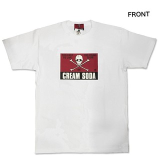 日本 PINK DRAGON - CREAM SODA 經典 紅旗骷髏 LOGO T-Shirt - WHITE