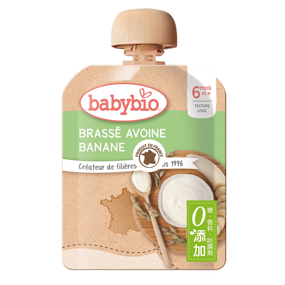 法國Babybio 生機香蕉纖果燕麥泥6m+ 85g Babybio官方直營店