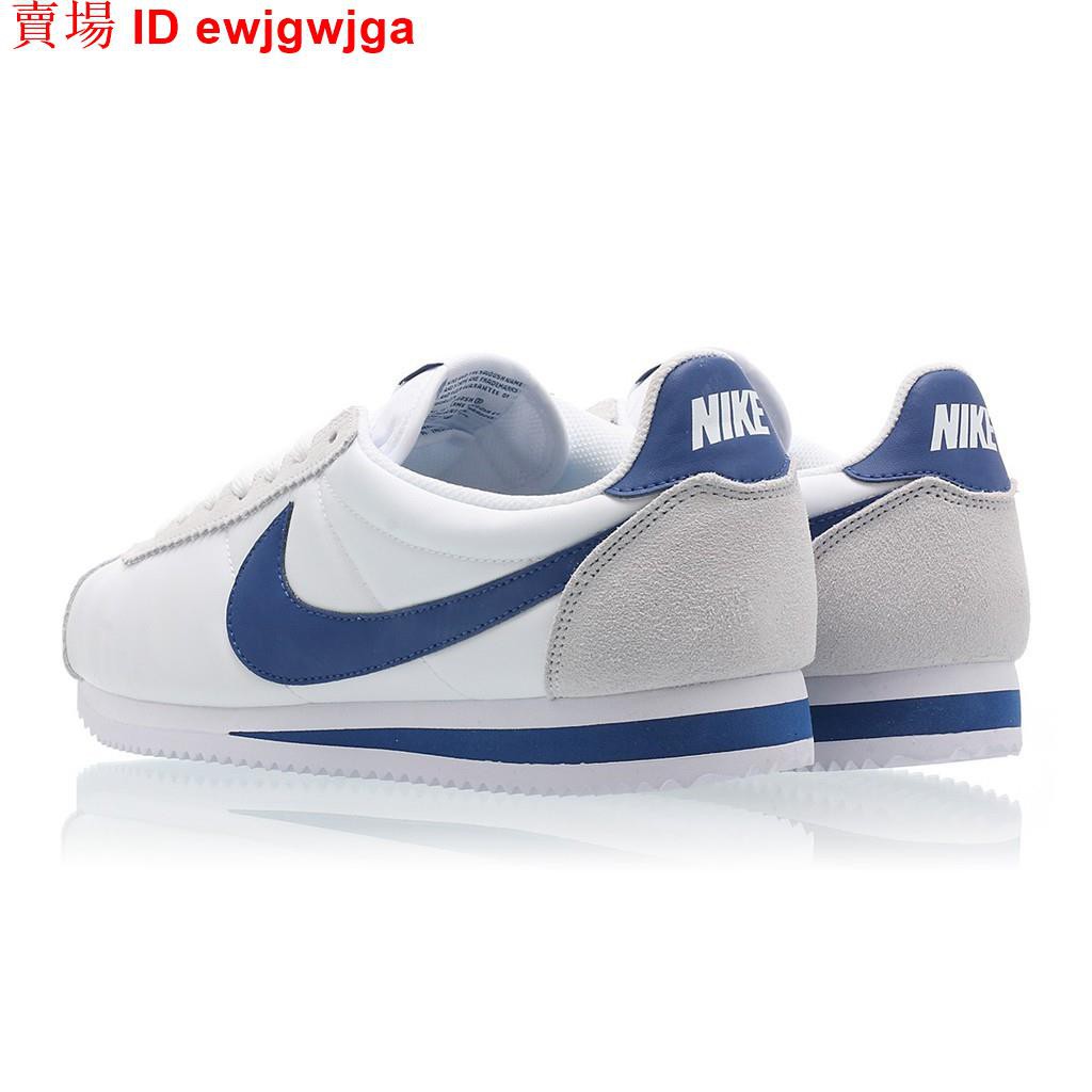 nike cortez white gym blue