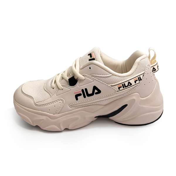 FILA  HIDDEN TAPE 4 復古 老爹鞋 厚底增高 透氣網布 米白淺卡其 女生尺寸【5J329W113】