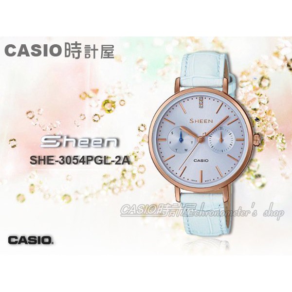 CASIO 時計屋 手錶 SHEEN_ SHE-3054PGL-2A_日/星期_玫瑰金_女錶_SHE-3054PGL