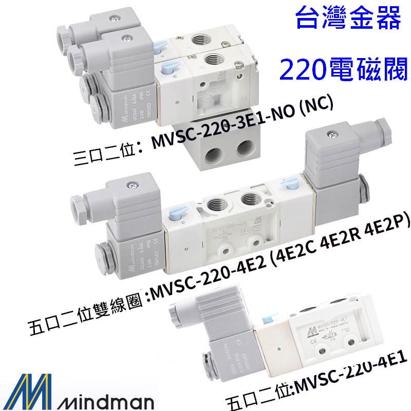 Aototac [控制元件] 金器 Mindman MVSC-220 電磁閥 五口二位 五口三位 電磁閥 台灣製 現貨