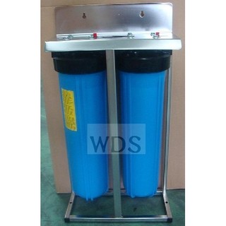 【WDS】全戶水塔過濾器-20吋大胖雙管淨水器(1"進出水口)-不鏽鋼腳架型(非組合式,焊接一體型)不含濾心$2680