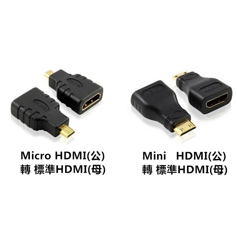 Mini HDMI(公)/Micro HDMI(公) 轉 標準HDMI(母)轉接頭(Micro HDMI不是手機充電口)