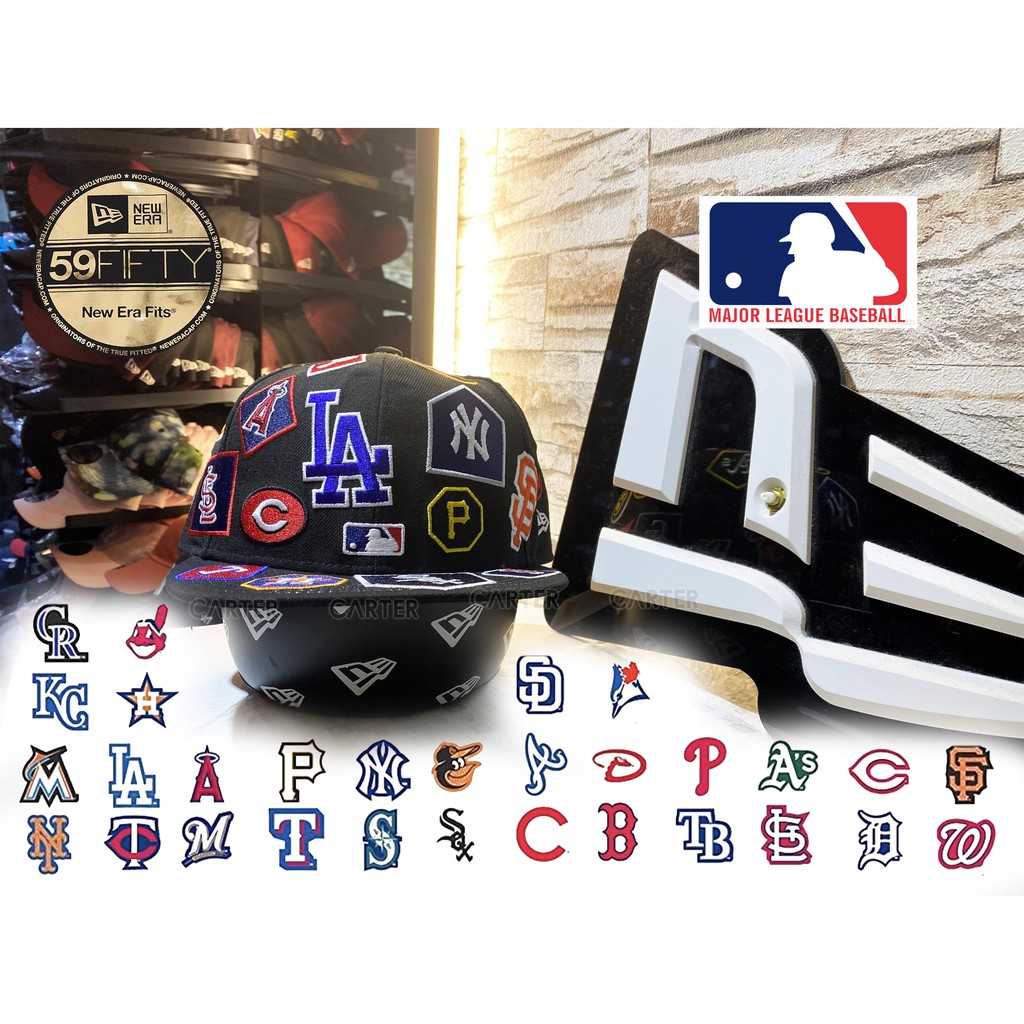 New Era X Mlb Team All Over 59fifty 美國職棒全部球隊logos全封棒球帽 蝦皮購物