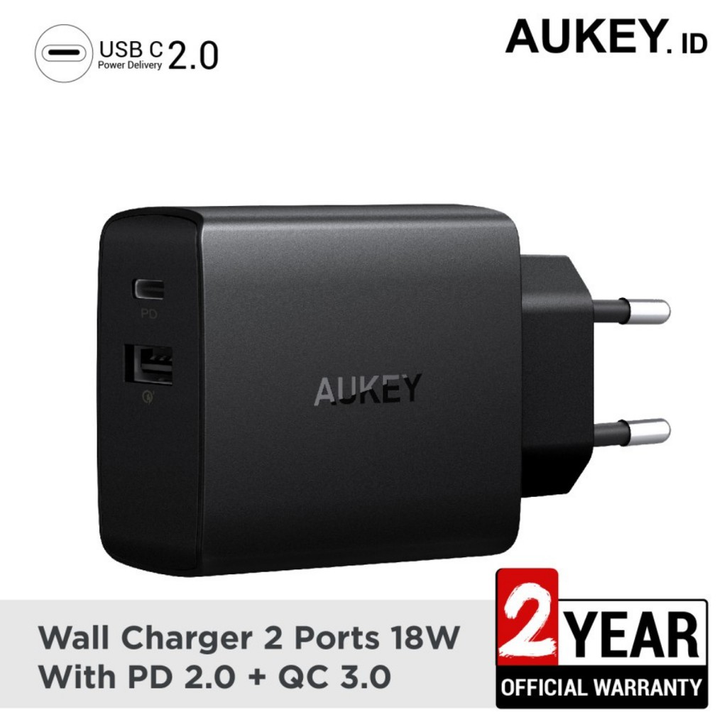 Aukey PA-Y17 2 端口 18W PD 2.0 QC 3.0 充電器 500335