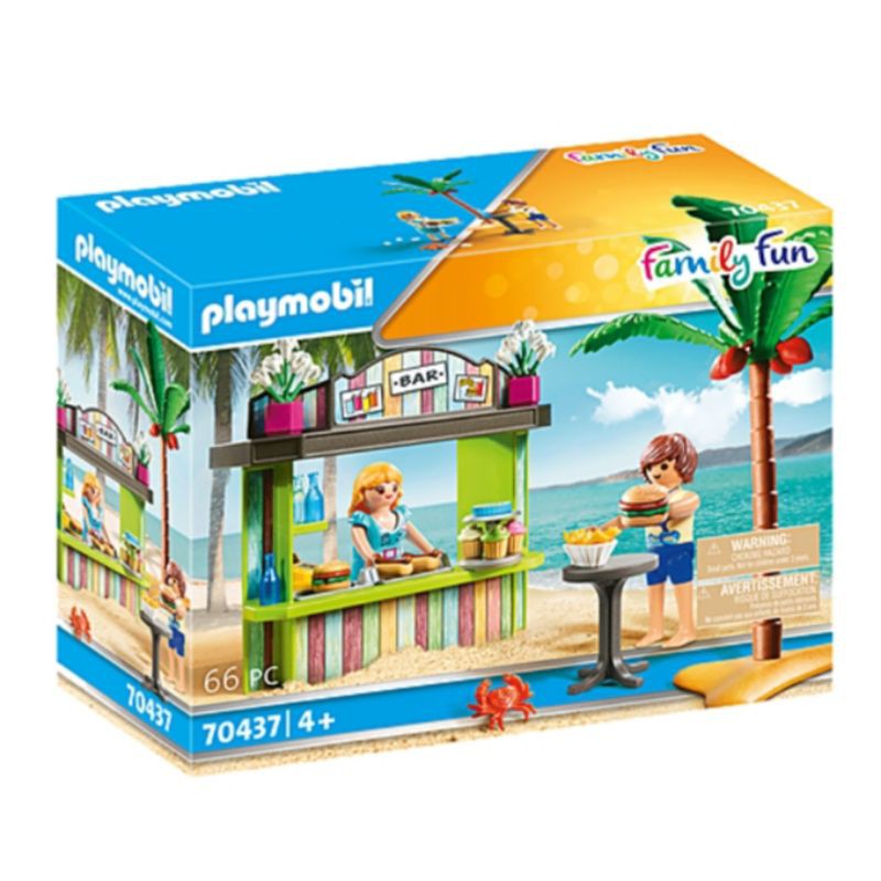 全新 Playmobil 摩比 70437 沙灘點心吧 海邊 小吃攤 攤販 開店 漢堡 熱狗 杯子蛋糕 服務生 椰子樹