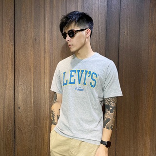 美國百分百【全新真品】Levi's 短袖 棉質 T恤 上衣 英文 logo T-shirt 灰色 CF22