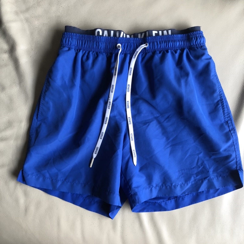保證正品 Calvin Klein CK 藍色 雙褲頭 海灘褲 短褲 size S